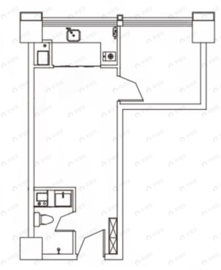 1668新时代广场1室1厅1卫户型图