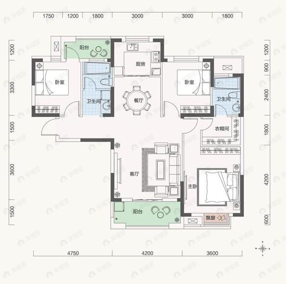 南湖九玺3室2厅2卫户型图
