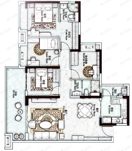 碧桂园旌湖上境北区4室2厅2卫户型图