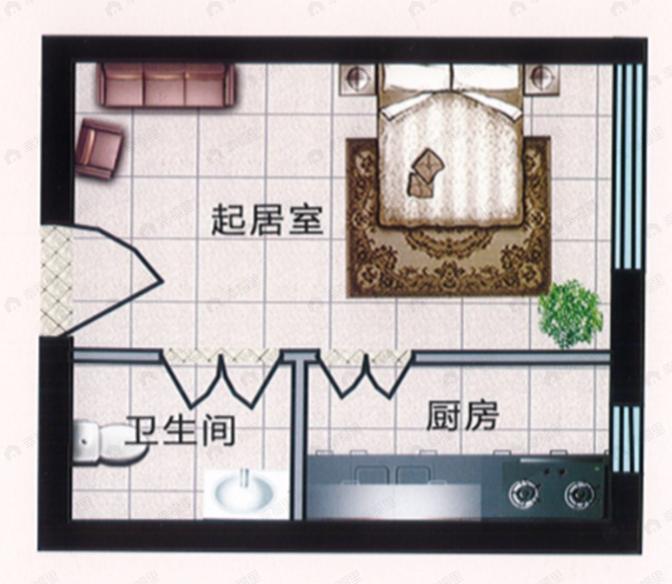 范阳世纪城1室1厅1卫户型图