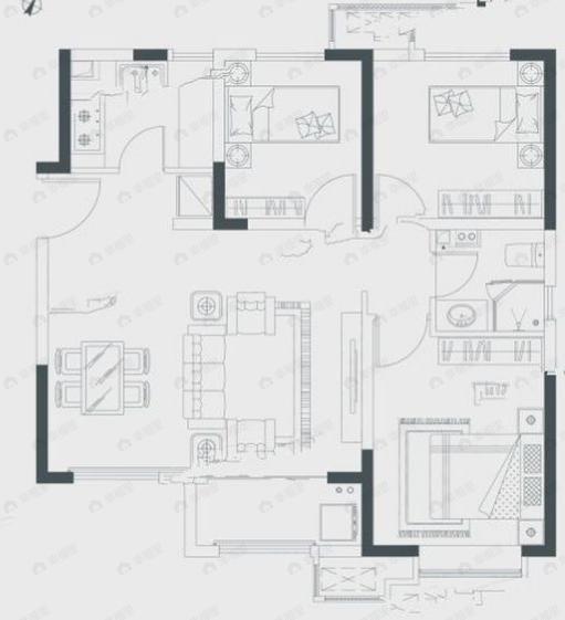 中交雅郡城东春晓3室2厅1卫户型图