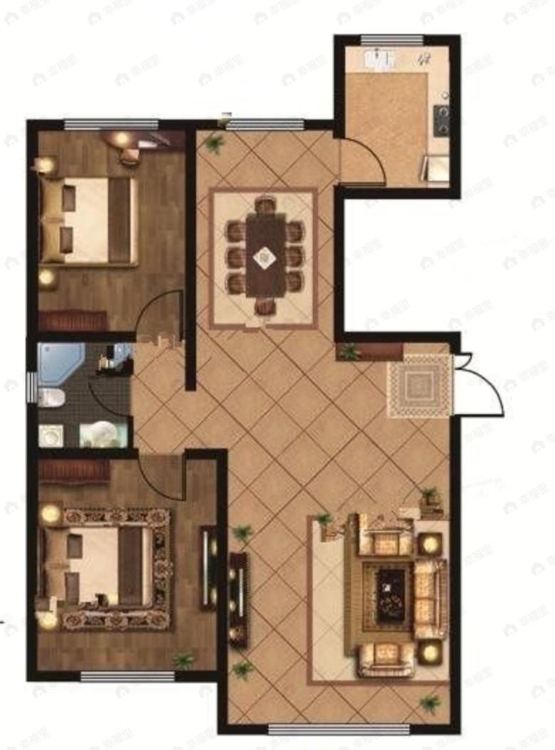 铭峰家苑2室2厅1卫户型图