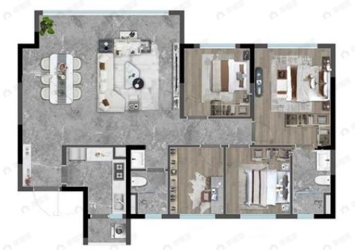 首开中环云樾4室2厅2卫户型图