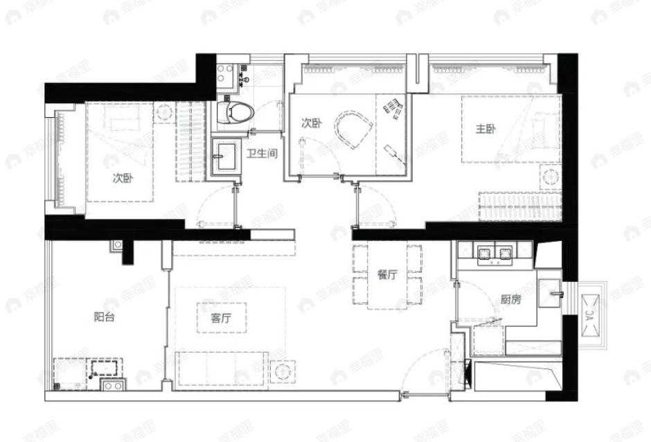和城里3室2厅1卫户型图