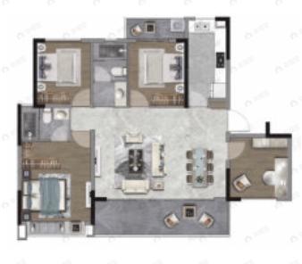 银河玺悦台4室2厅2卫户型图