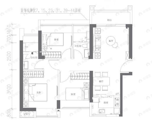 招商臻城3室2厅2卫户型图