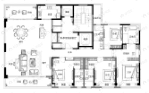 4室2厅3卫建面283平北|南户型图