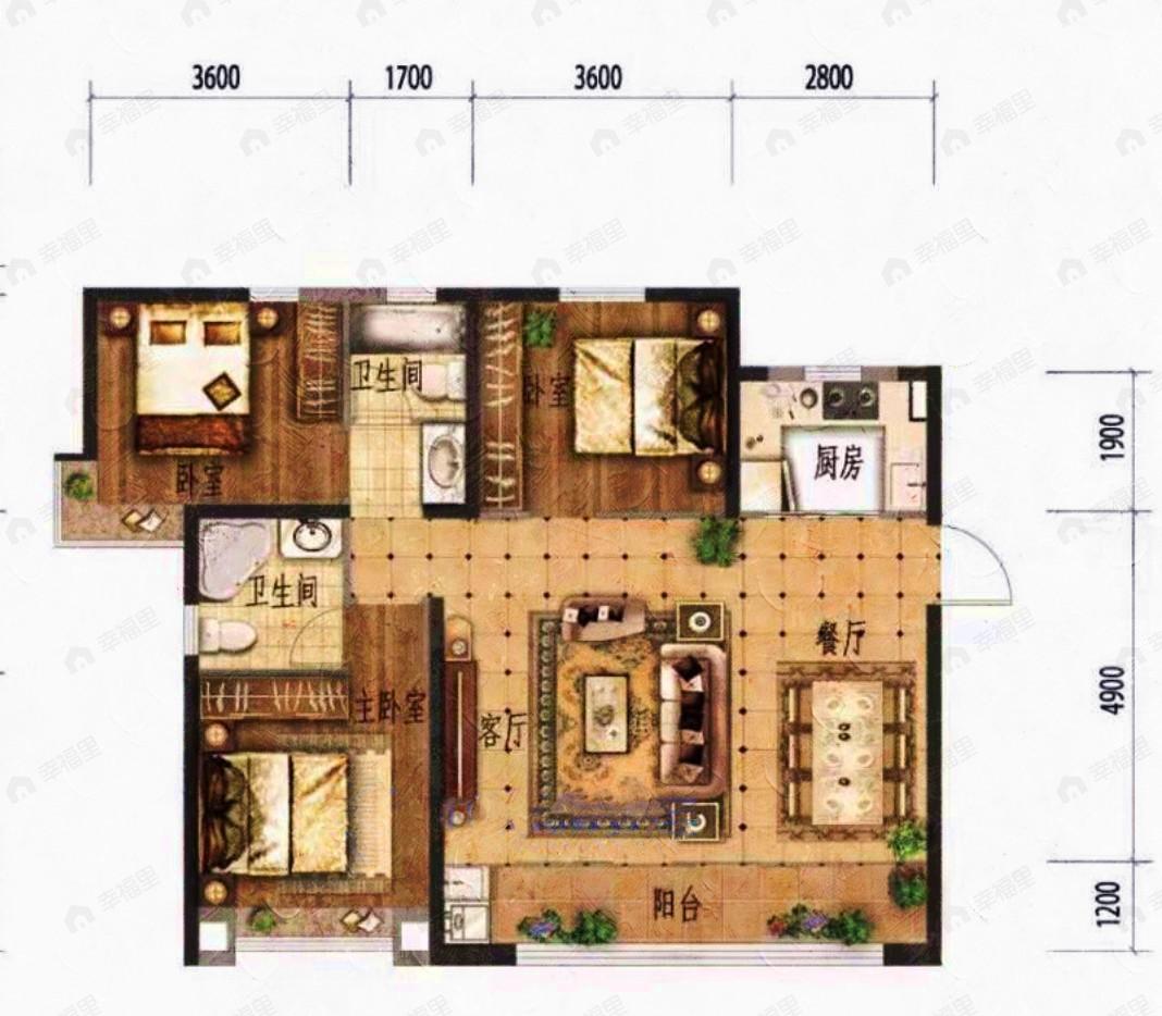 兰州大名城3室2厅2卫户型图