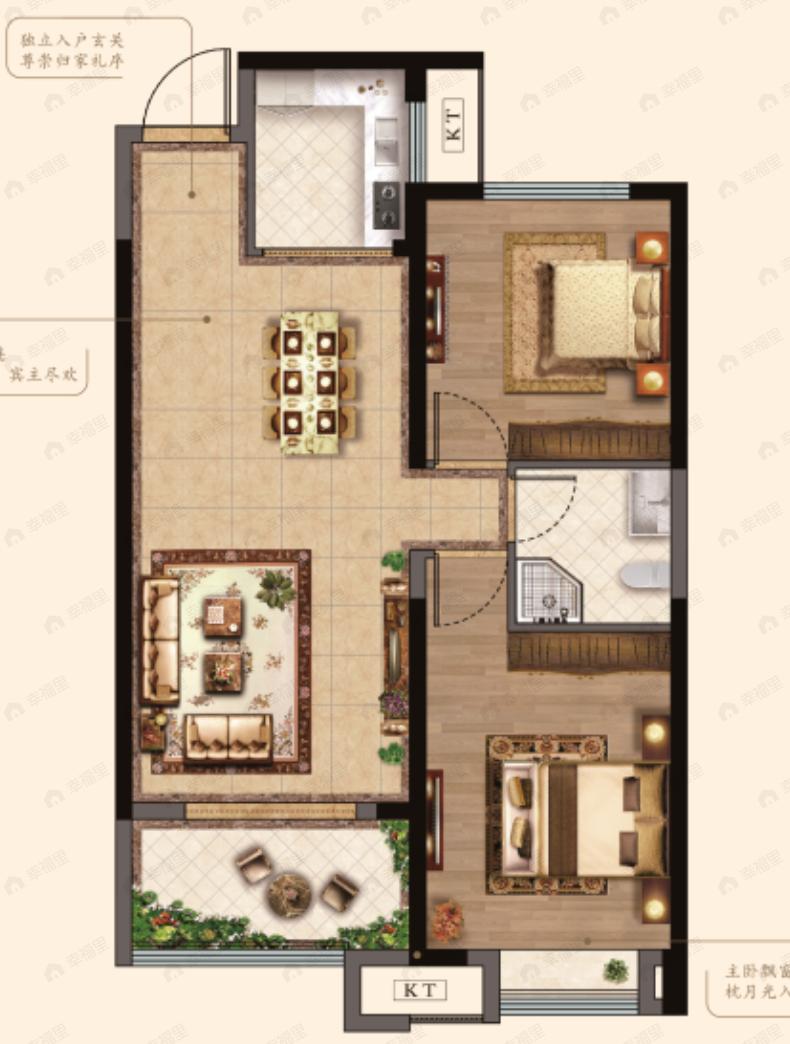 君临华府2室2厅1卫户型图