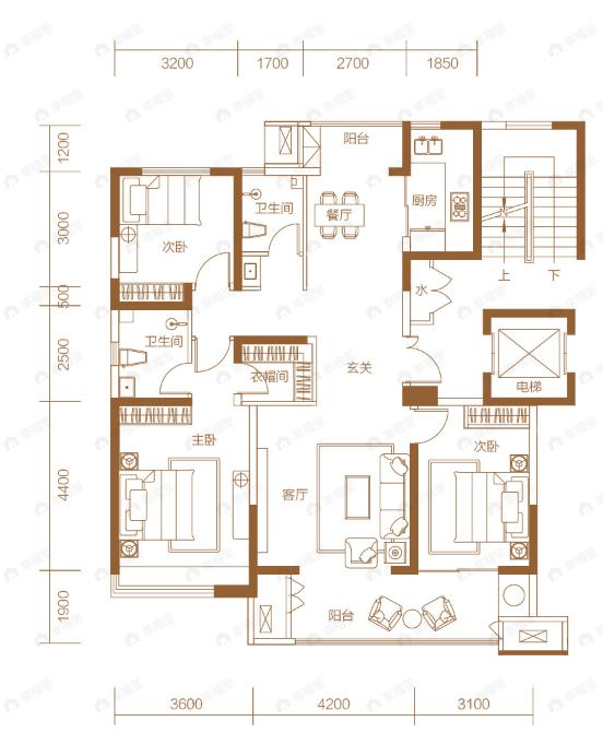 中旭开元府3室2厅2卫户型图