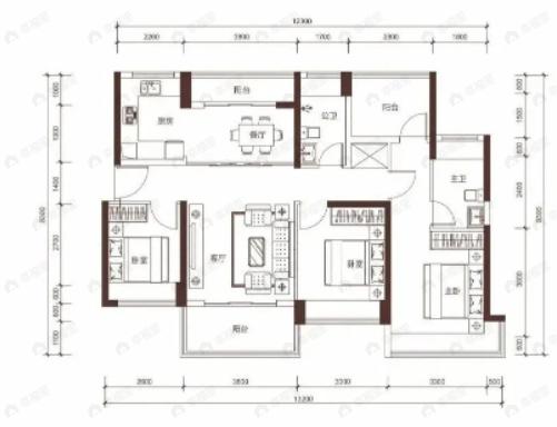 信义君御山居3室2厅2卫户型图