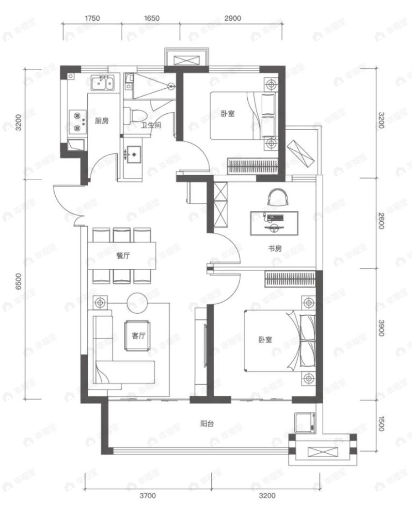 蓝山幸福里3室2厅1卫户型图