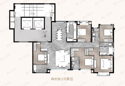 建发五缘湾玺5室2厅3卫户型图