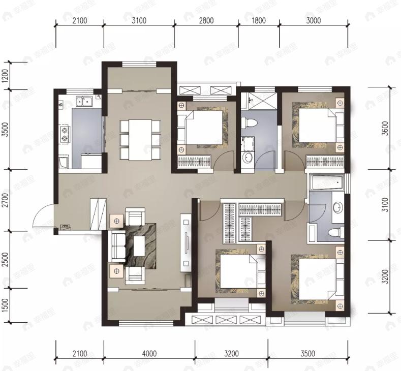 华润置地誉澜山4室2厅2卫户型图