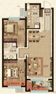 首开国风润城2室2厅1卫户型图