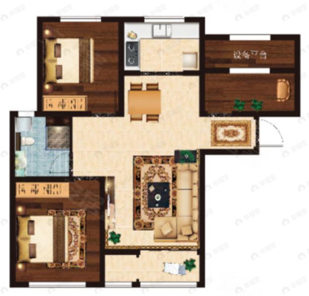 融科瀚棠2室2厅1卫户型图