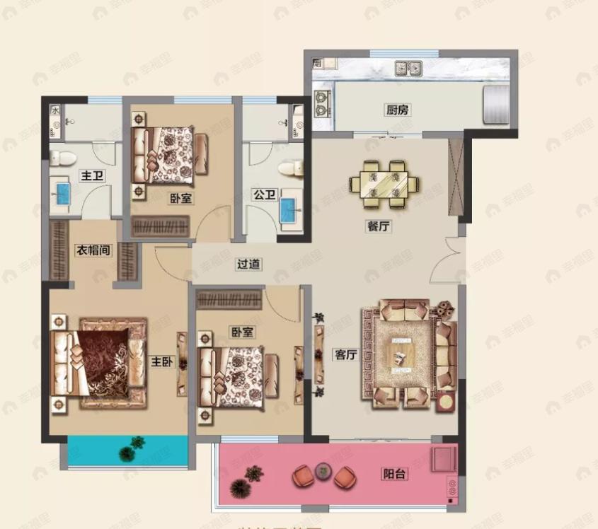 美的·顺城府3室2厅2卫户型图
