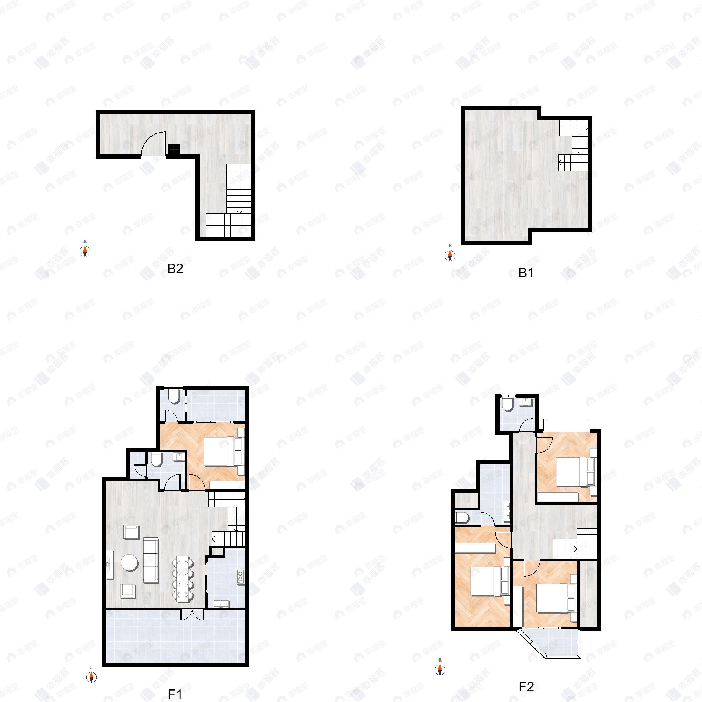 4室2厅4卫建面173平东南户型图