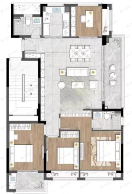 建发天悦云庐4室2厅2卫户型图