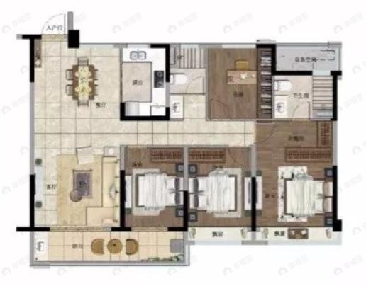 弘扬上坤西湖四季4室2厅2卫户型图
