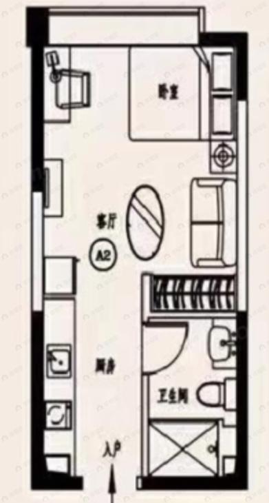 西安恒大文化旅游城(西咸新区)1室1厅1卫户型图