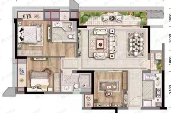 合谊理想城3室2厅2卫户型图