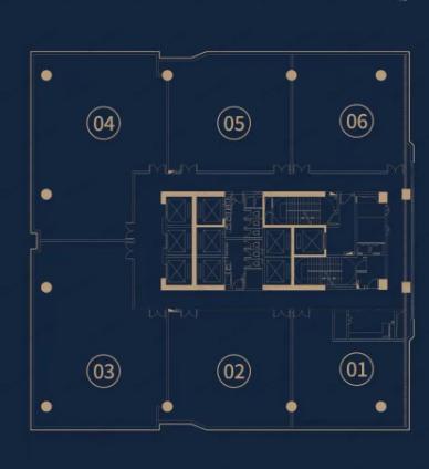 1室建面1400m²南户型图