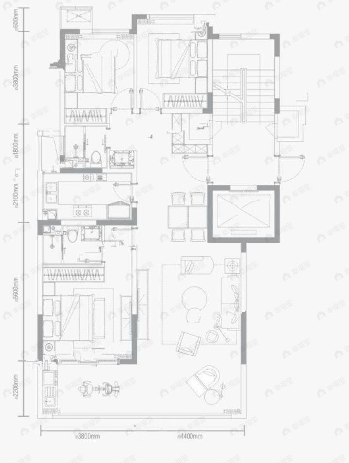 中海开元壹号紫宸3室2厅2卫户型图