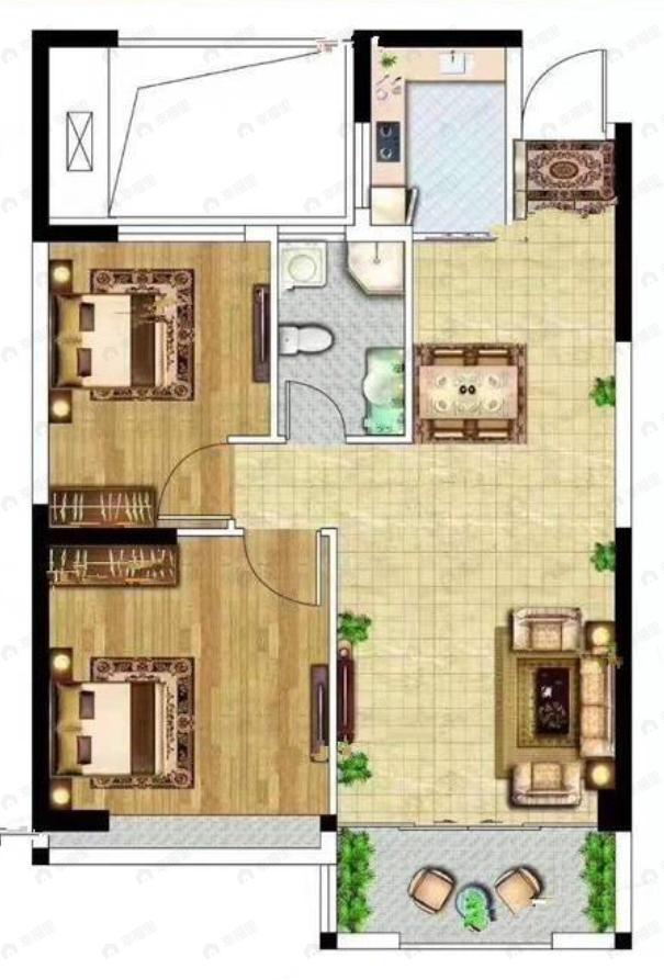城市首府2室2厅1卫户型图