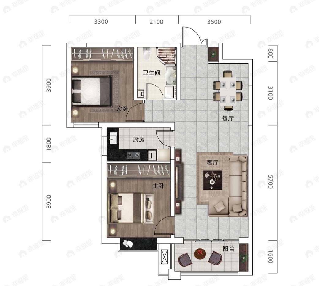盛世和平居2室2厅1卫户型图
