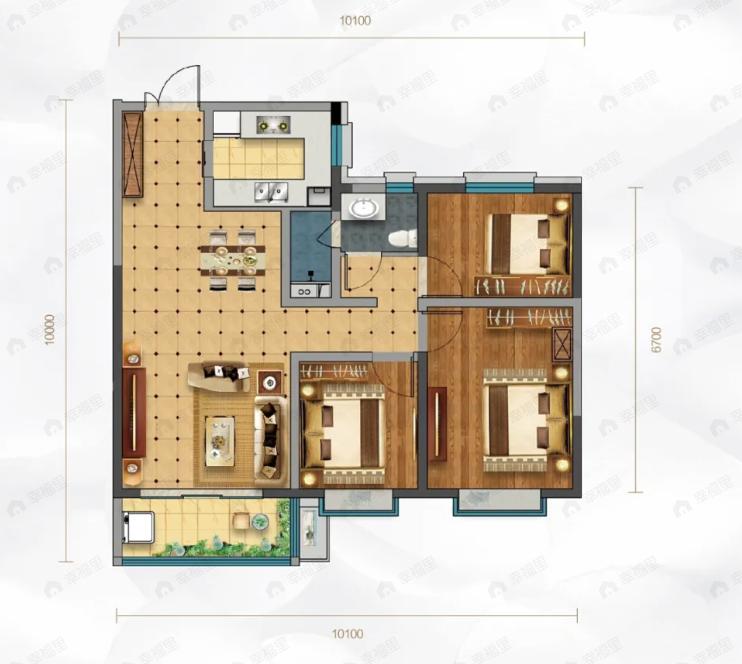 城乡居壹号苑3室2厅1卫户型图
