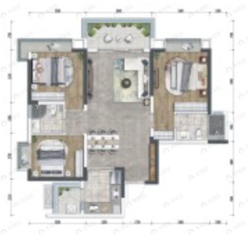 同森锦逸名邸3室2厅2卫户型图