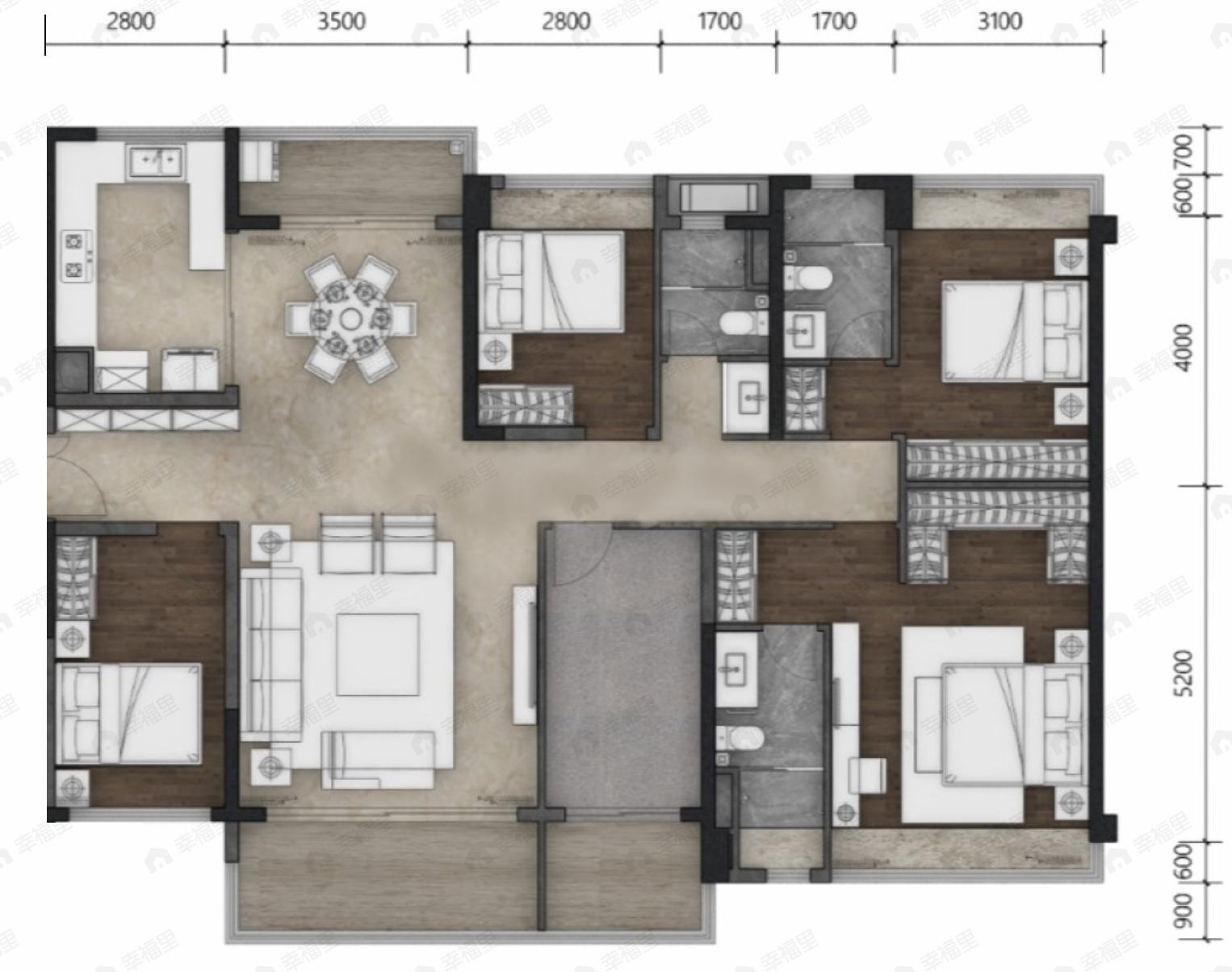 保利天珺4室2厅3卫户型图