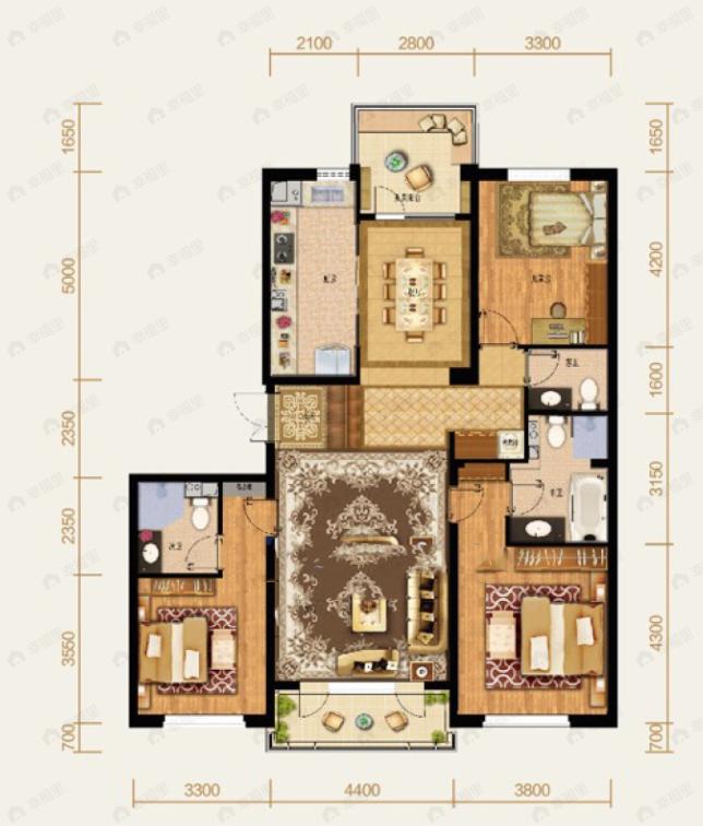 沈阳雅居乐盛京雅府3室2厅3卫户型图
