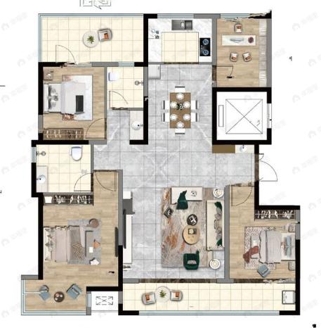 龙辰九悦湾4室2厅2卫户型图