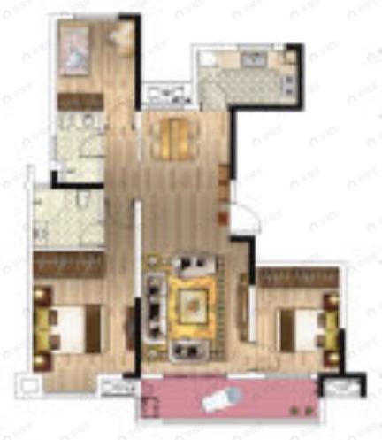 北辰蔚蓝城市3室2厅2卫户型图