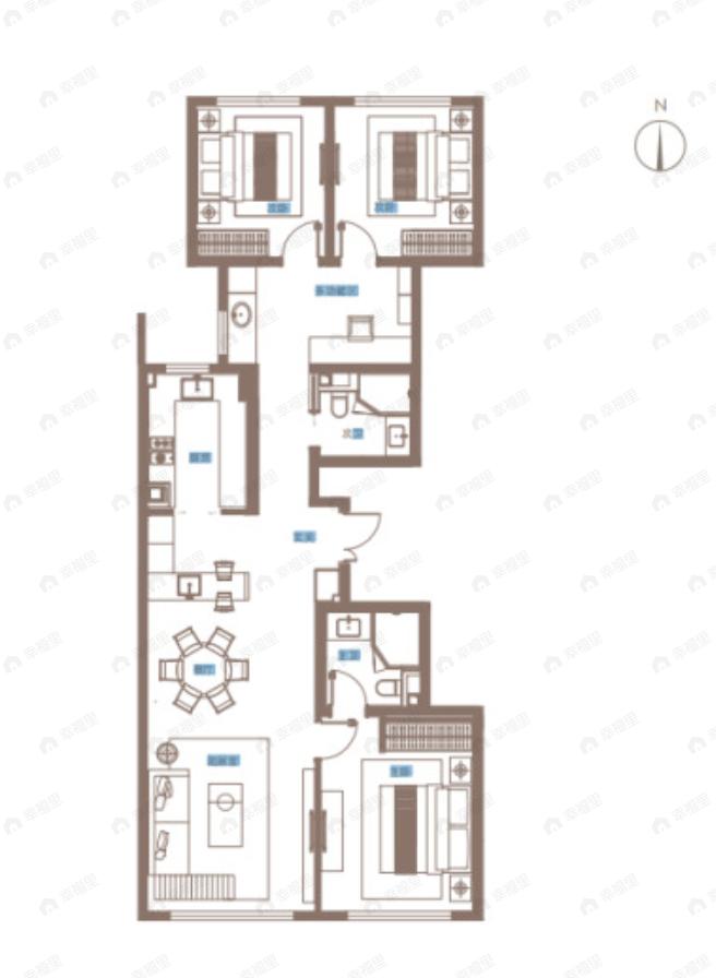 北京城建天坛府3室2厅2卫户型图