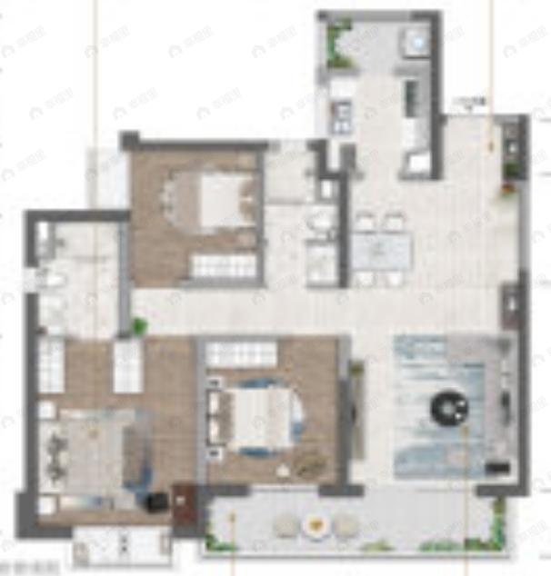 世茂璀璨世家3室2厅2卫户型图