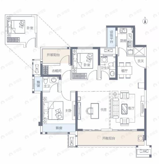 山水云庭4室2厅2卫户型图