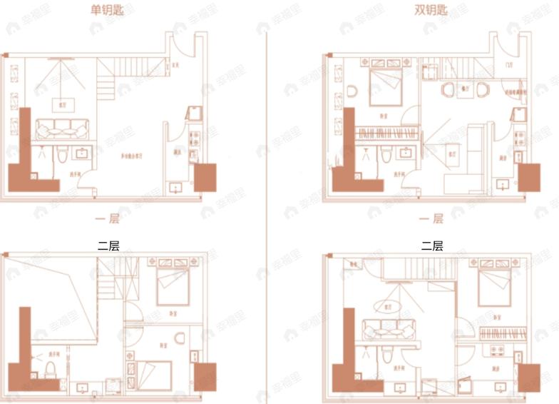 2室1厅2卫建面62平南户型图