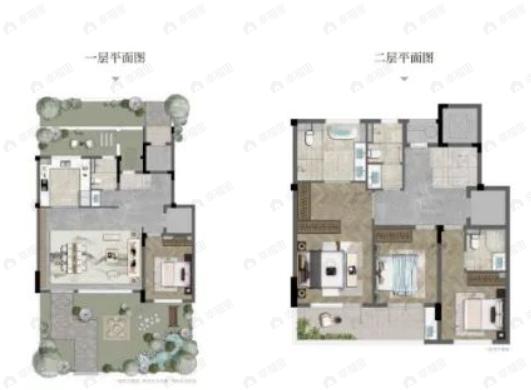 4室2厅4卫建面189m²南户型图