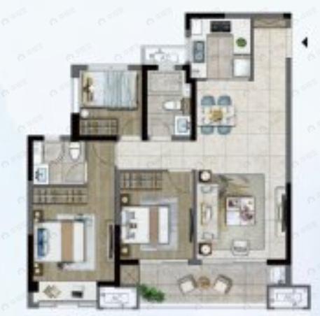 建发御璟湾3室2厅2卫户型图