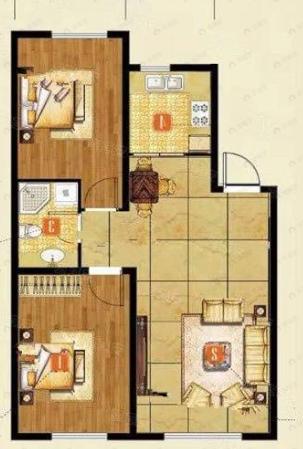 雷凯铂庭2室2厅1卫户型图
