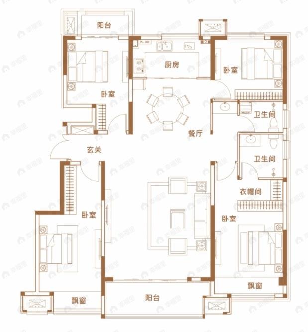 路劲九郡4室2厅2卫户型图