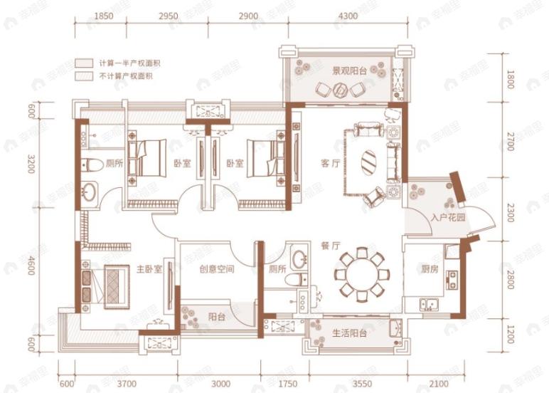 江门二沙岛4室2厅2卫户型图