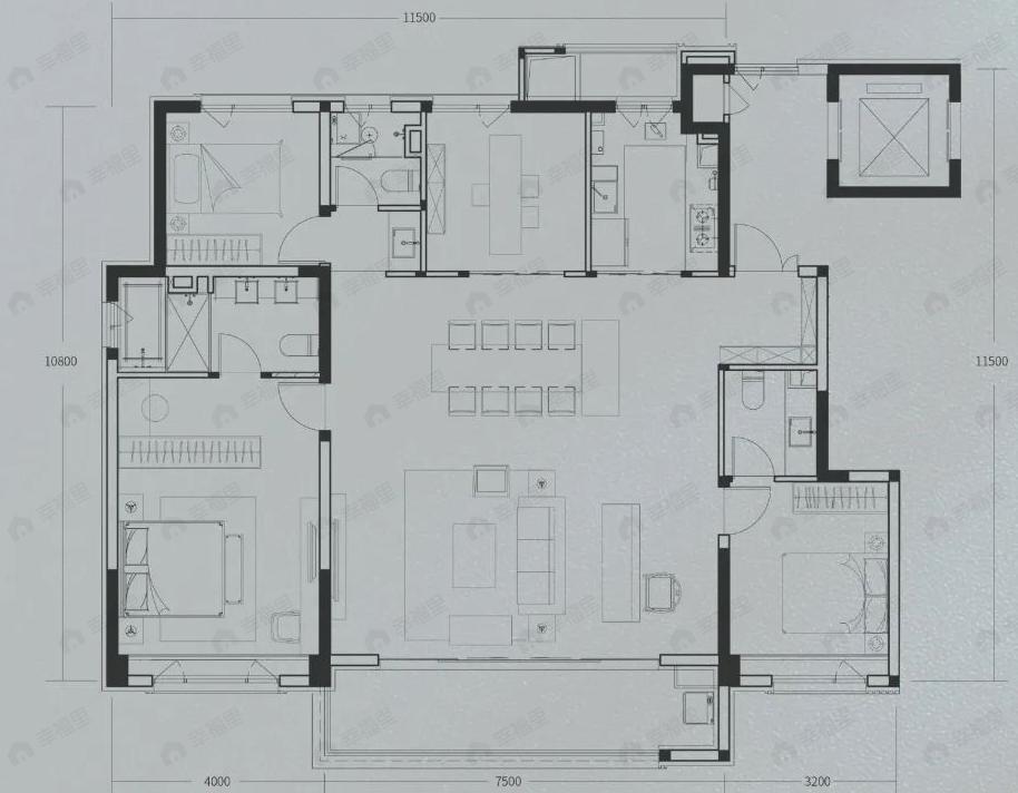 朗诗百贤庭4室2厅3卫户型图