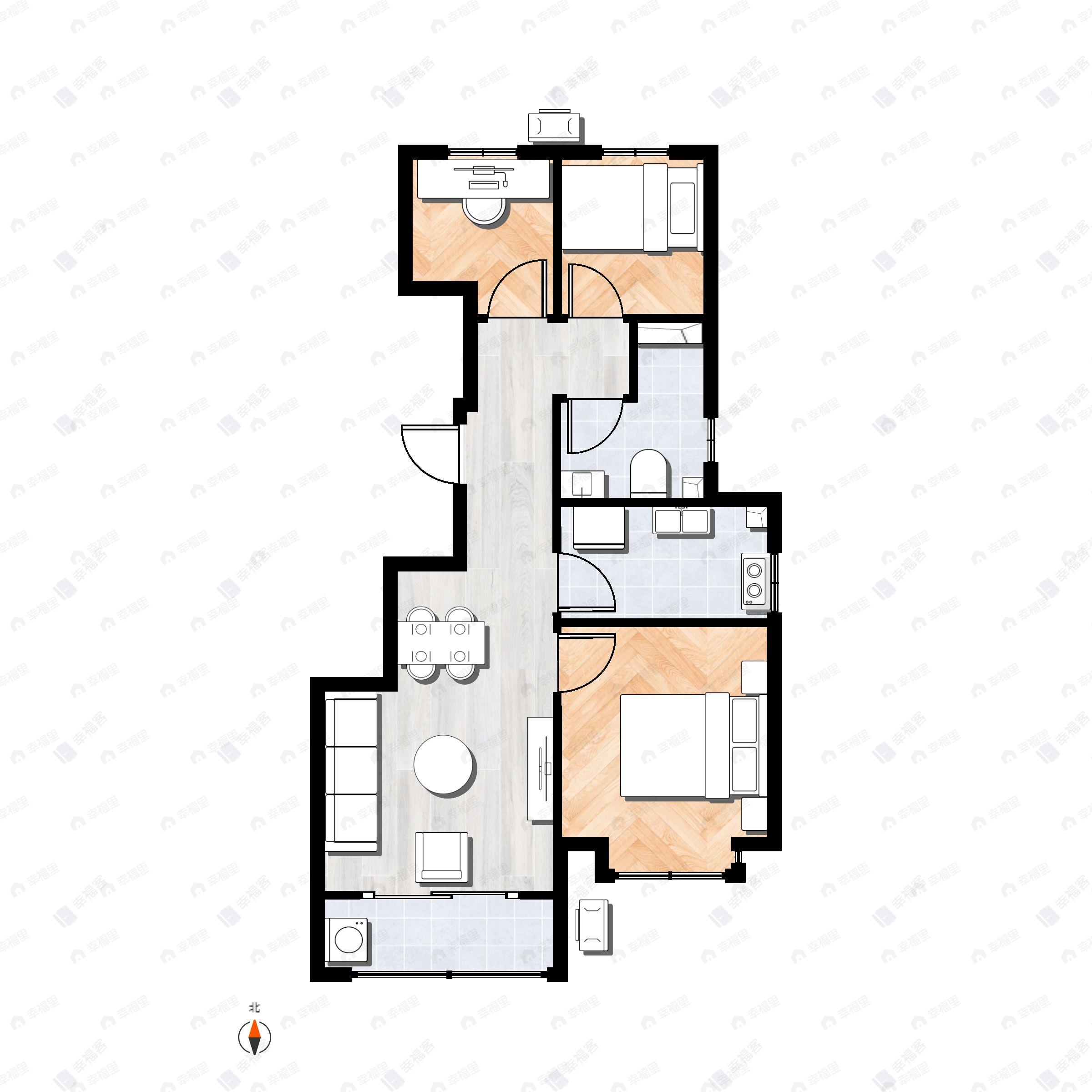 3室2厅1卫建面89平户型图