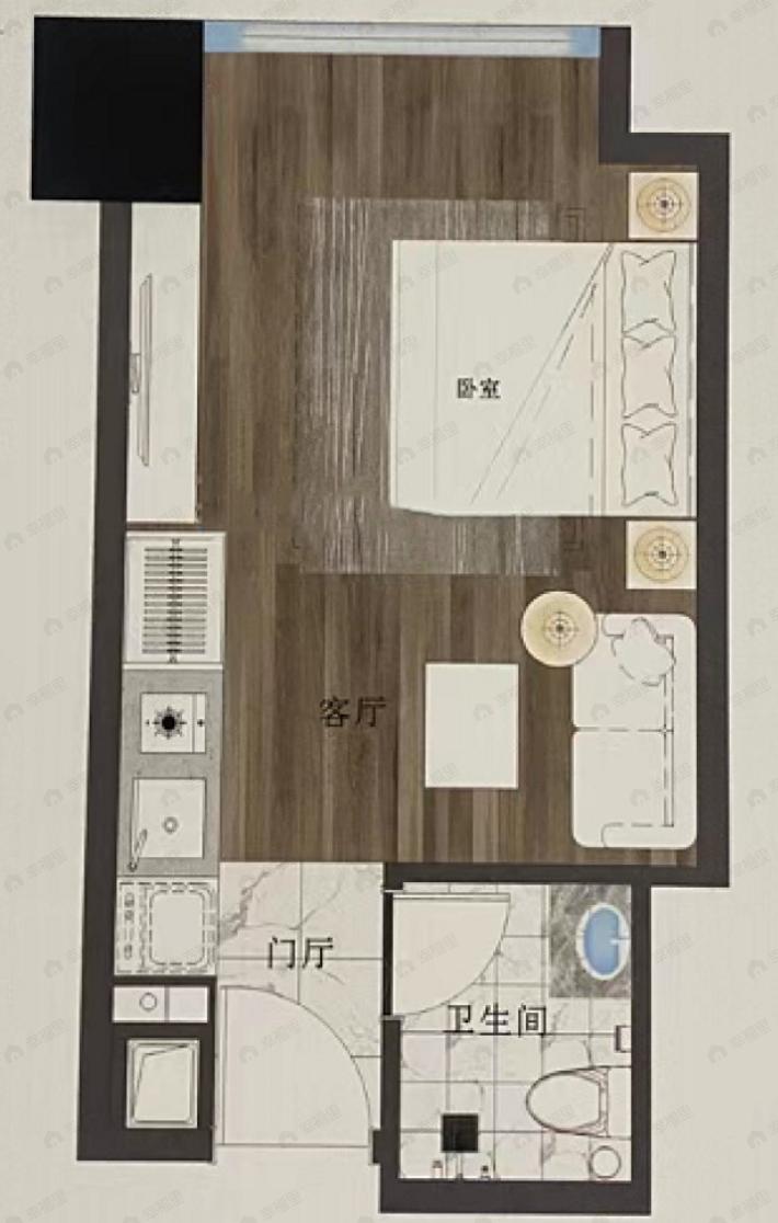 西安广成国际中心1室1厅1卫户型图