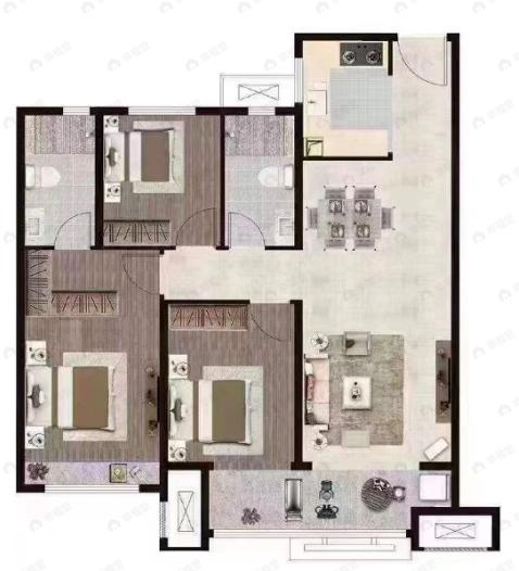 中骏世界城3室2厅2卫户型图