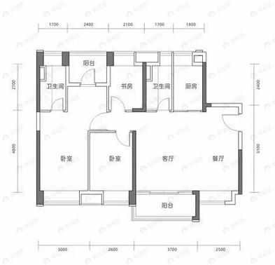 京基梧桐轩3室2厅2卫户型图